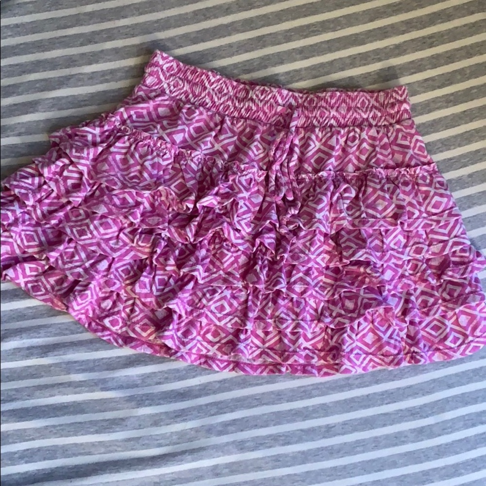 Small ruffled pink patterned skirt